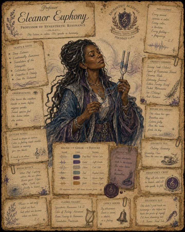 Illustrated dossier of Professor Eleanor Euphony