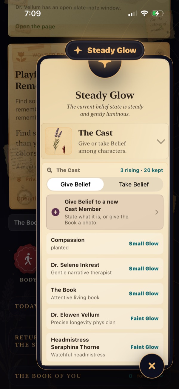The Belief menu - give or take Belief among the cast