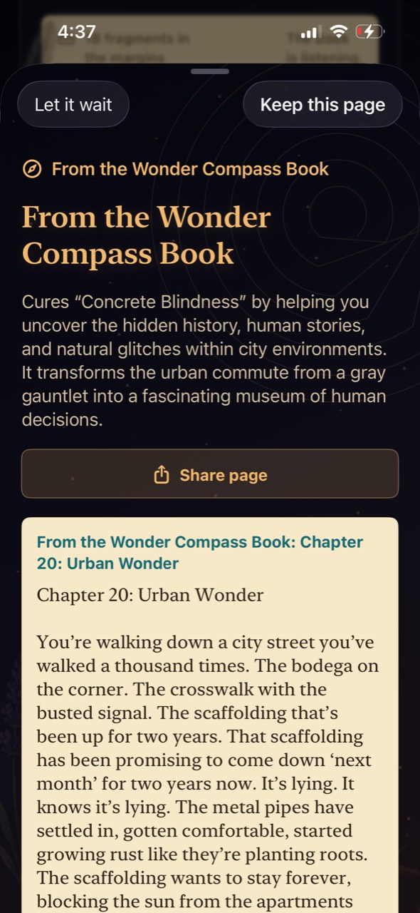 Wonder Compass screen